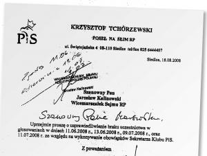 Zobacz podejrzane usprawiedliwienia posłów PiS