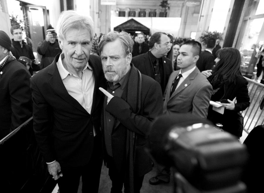 Harrison Ford i Mark Hamill na premierze "Gwiezdnych wojen: Przebudzenia Mocy"